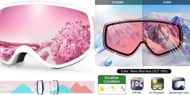 Findway Kids Ski & Snowboard Goggles (Ages 3-12)