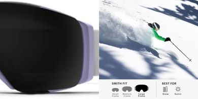 SMITH IO MAG XL Goggles with ChromaPop Lens – Performance Snowsports Goggles with Easy Lens Change Technology for Skiing & Snowboarding – for Men & Women – Lilac + ChromaPop Sun Black Lens