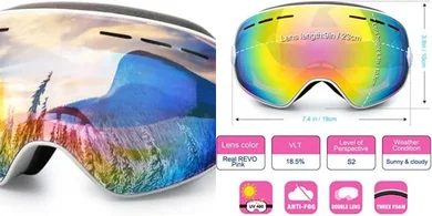 EXP Vision Snow Goggles: Anti-fog, OTG, Spherical Lens