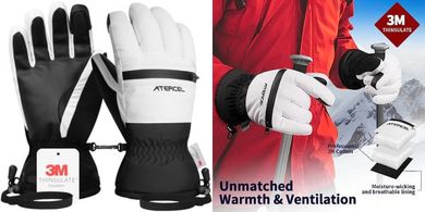 ATERCEL Waterproof Thinsulate Ski Gloves: Touchscreen, Men