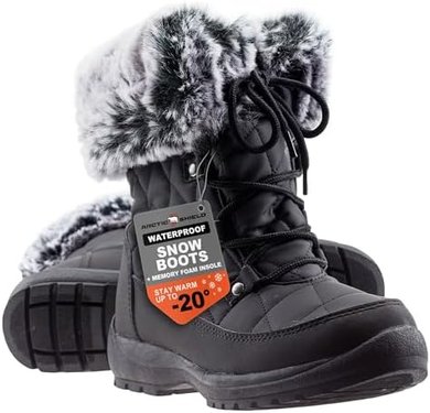 Warm, Waterproof Faux Fur Snow Boots with Memory Foam