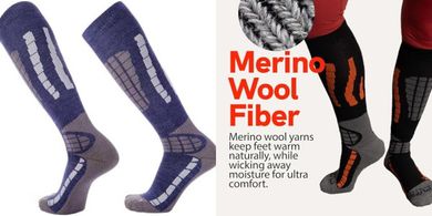 Warm Merino Wool Ski Socks for Men & Women
