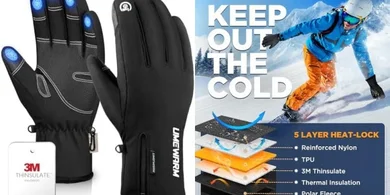 Waterproof Winter Touchscreen Gloves: 5-Layer Warmth for Men & Women