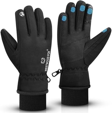 Warm, Waterproof, Touchscreen Gloves for Winter Sports (Black, S)