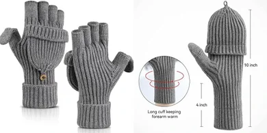 Cierto Convertible Winter Gloves: Warm Knit Mittens for Women & Men