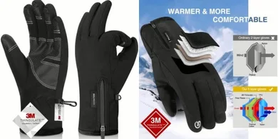 Waterproof Winter Gloves: Breathable, 5-Layer Touchscreen, -10℉