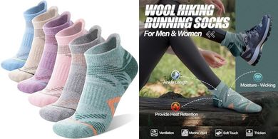 ANTSANG Merino Wool Hiking & Running Compression Socks
